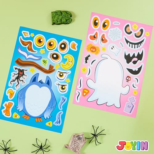 Image of JOYIN 36 Pcs Halloween Make a Face Stickers for Kids, Crafts Party Supplies, Halloween Party Favor, Funny Stickers with 9 Designs, Classroom Art Activities Games Goodies Treats