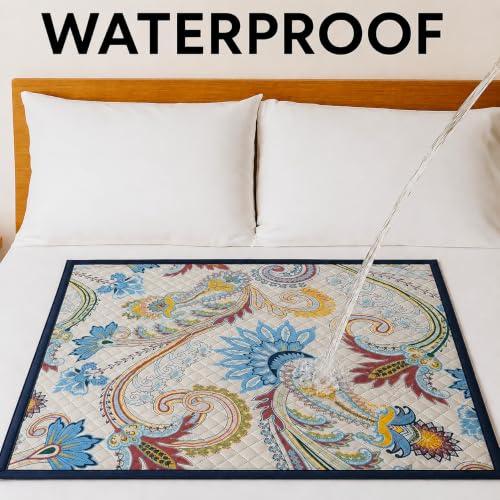 Image of Homerz Premium Reversible Bed Server | 30x30 Inch Quilted Waterproof Fabric | Foldable Dining Mat for Bed, Sofa & Floor Use (Orbit, 30x30)