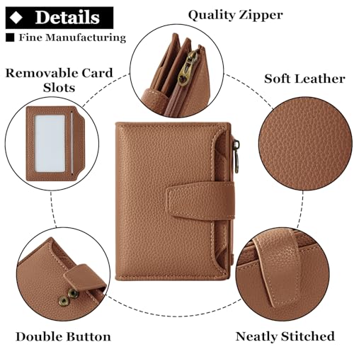 Image of Airkit Small Wallet Women RFID Blocking Soft Leather Bifold Compact Card Holder Wallet for Women with Zipper Coin Pocket 4 ID Window