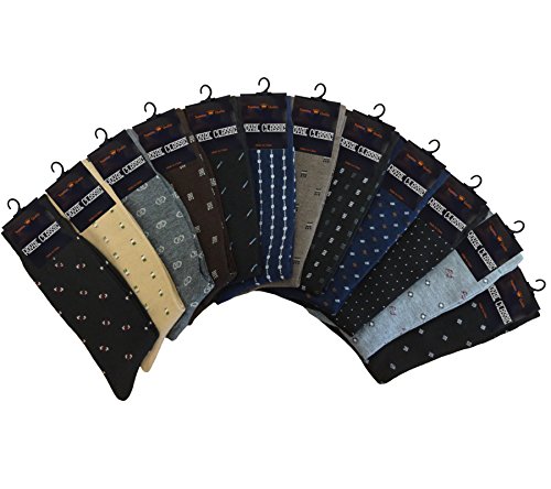 MENS DRESS SOCKS MIX PATTERNS AND DESIGNER SOCKS FASHION TRENDY DRESSY SOCKS SIZE (10-13) 12-PAIRS