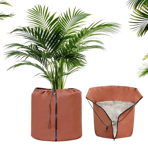 JIDAYOEU Protección Térmica para Macetas 45×50cm, Protector Térmico para Plantas, Funda para Plantas para Invierno, Durante Todo el año Protección de Macetas para Plantas (Marrón)