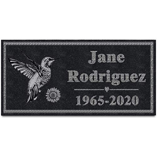 ODB 12x6 inches Personalized Human Memorial Stones, Black Granite Memorial Garden Stone Engraved with Human's Photo, Gifts for Someone Who Lost a Loved One, or Pet, Dog, Cat…