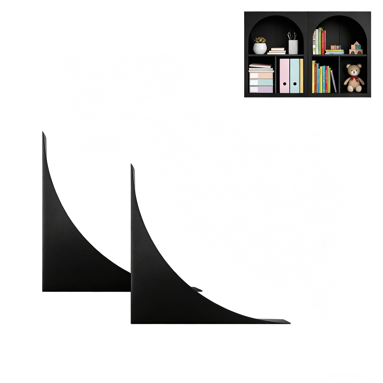 2-Pack Modern Arch Corner Inserts for IKEA KALLAX Shelf – Rounded Bookshelf Look & Display Organizer – DIY Home Aesthetic Upgrade & Storage Solution (black)
