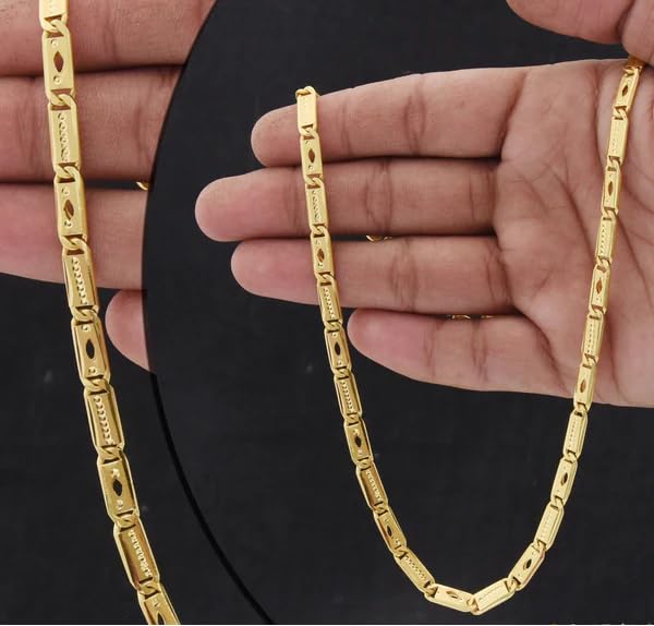 One gram Stylish Golden Neck woman and men Chain “24” Inches Gold-plated Chain_D807-picture-26