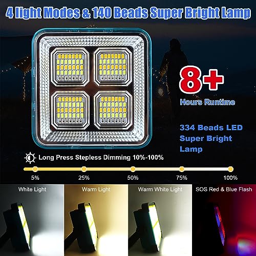 Image of Rechargeable LED Construction Spotlight,Portable LED Spotlight 4 Modes LED Floodlight 12000mAh USB Charging Foldable Work Light for Construction Site,Camping