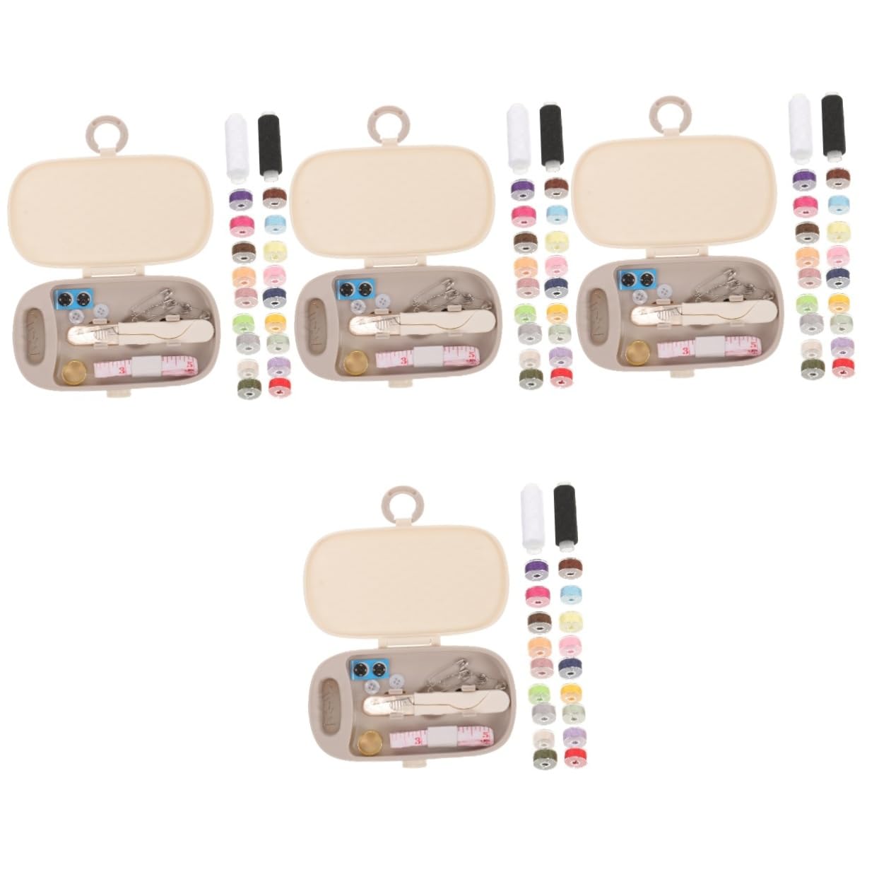 NUOBESTY 4 Set scatola per cucire Filo kit tintura cravatta bobine fili cucito fili da cucito astuccio stich ago da cucito kit di attrezzi per aghi da cucito kit di ricamo pp