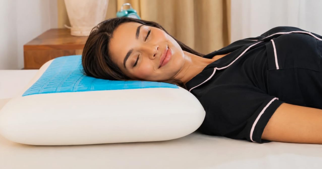 Generico Cuscino -Guanciale in Memory Foam con Gel Anallergico, Fodera Antiacaro Sfoderabile Tessuto Traspirante Lavabili in Lavatrice, Guanciali 40x70 Alti 13cm