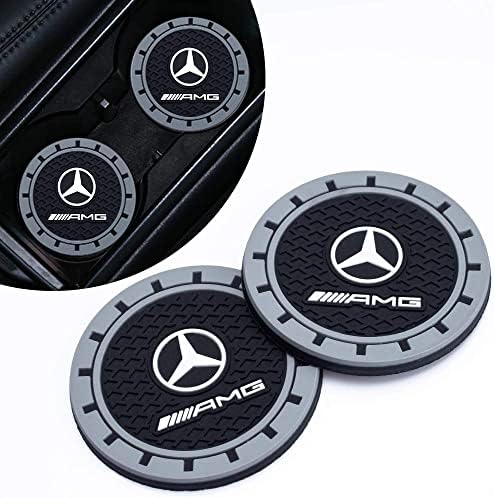 For Mercedes Benz AMG Car Cup Holder Coaster,Cup Holder Insert Coaster for Mercedes Benz AMG GT GLC GLE G C-Class S-Class E-Class GLA,Anti Slip Car Cup Coaster for Mercedes Interior Accessories,Black