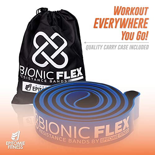 Bionic Flex Pull Up Assistance Band – Premium Dual Layer Pull Up Assist Bands for Strength Training Exercise, Physical Therapy, Powerlifting, Stretching – Single Blue Resistance Band (40 to 80 lbs)
