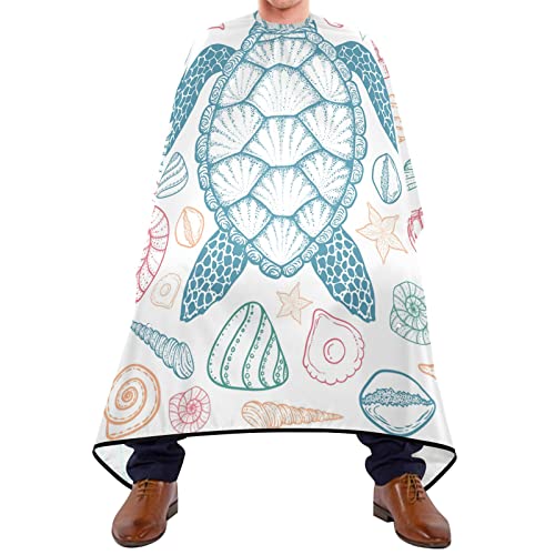 Capa De Peluquería Conchas De Estrellas De Mar Y Turtle Marinas Capa De Corte De Pelo Antiestático Transpirable Bata Para Barberías, Para Peinados, El Cabello, Hogar, 140x168cm