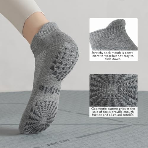 Hstyle 6 Pairs of Yoga Socks with Grips for Women and Men,Ideal for Ballet,Barefoot Workout,Pilates Grip Socks Non Slip Socks4