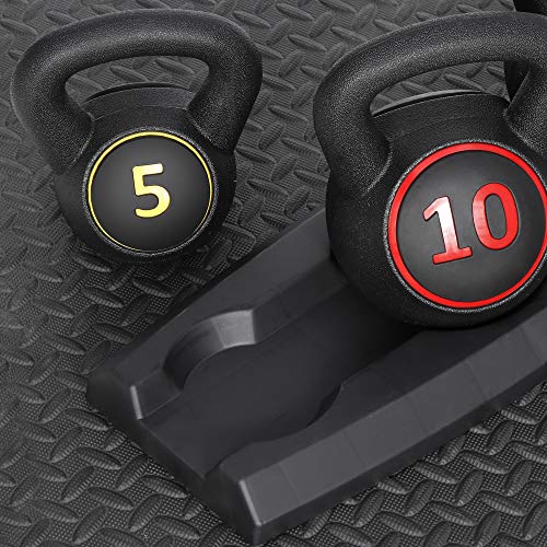 image for F2C 3-Piece Kettlebell Set with Storage Rack 5lb, 10lb, 15lb Weights H