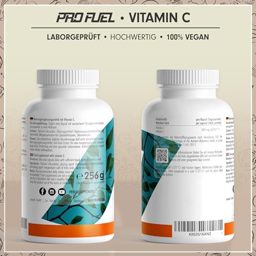 Vitamin C hochdosiert - 730 Kapseln - 500 mg Vitamin C gepuffert - hochwertiges Calcium-Ascorbat optimal hochdosiert - laborgeprüft mit Zertifikat - 100% vegan 2x 365 Kapseln 6