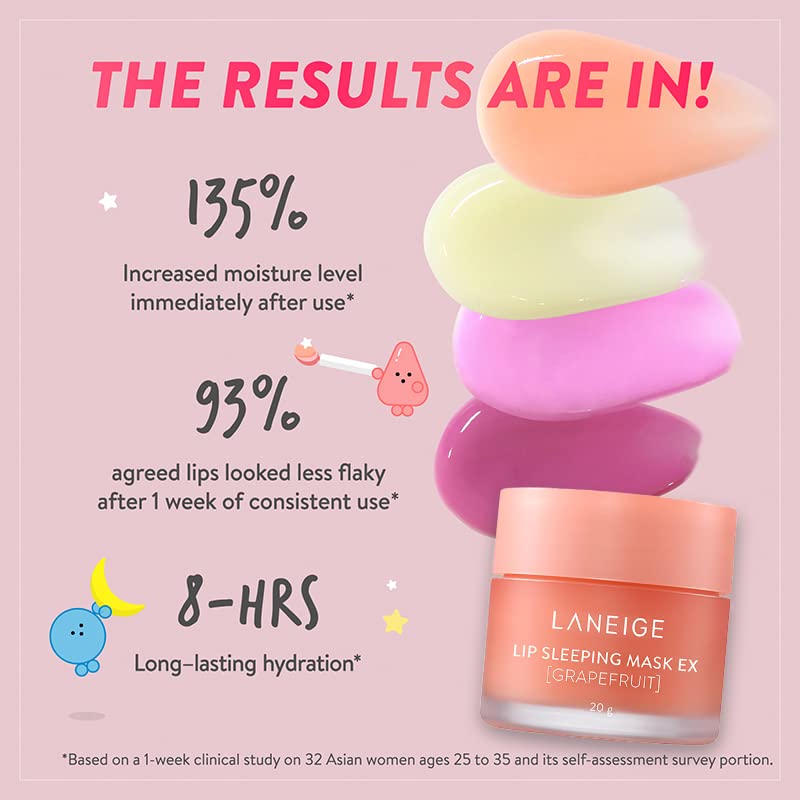 Image of Laneige Lip Sleeping Mask EX | Moisturizing Lip Treatment with Vitamin C + Shea Butter for Soft Hydrated Lips | Overnight Repair | Lip Balm For Dry Chapped Lips| Lasting Hydration | GrapeFruit |20Gm