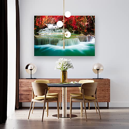Cao Gen Decor Art-S05181 Wall Art 1 Pieces Waterfall Canvas Print Landscape Paintings Framed Red Trees Forest Canvas Falls Picture For Bedroom Living Room Office Kitchen Home Decor Ready To Hang #TOP5