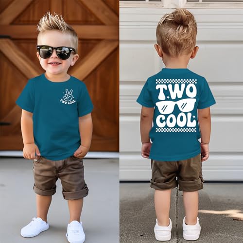 Two Cool Birthday Shirt 2T Birthday Boy T-Shirt 2 Years Old Toddler Boys Bday Party Outfit Short Sleeve Gift Tee Tops2