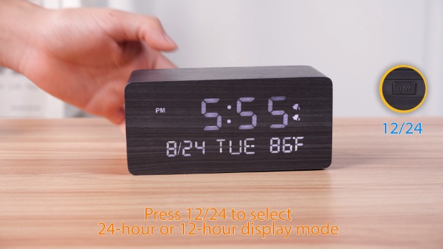 Amazon.com: Andoolex Wooden Digital Alarm Clock with Wireless