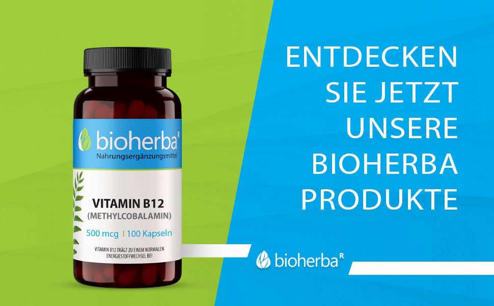 Vitamin B12 Kapseln – 100 Stück mit 500 µg Methylcobalamin zur täglichen Nahrungsergänzung von BIOHERBA PZN 19642669