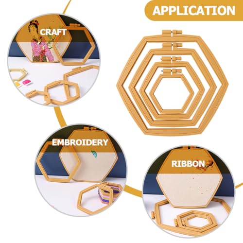 Cercle à broder hexagonal à tension réglable pour patchwork et couture - 3
