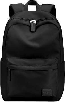 HOMIEE Lightweight Casual Laptop Backpack Fits 15.6 Inch Computer, Water-Resistant Small Daypack Unisex Bookbag for College Work Travel, Black