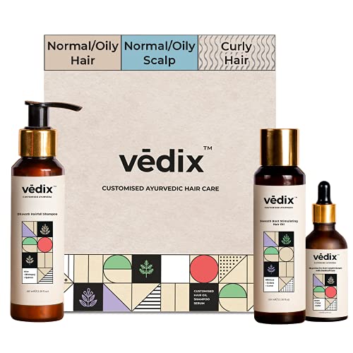 Vedix Customized Hair Fall & Dandruff Control Regimen For Normal/Oily Hair - Anti Hair Fall Oil Hibiscus + Eclipta - Anti-Hairfall Shampoo - Nuyantra Pro Hair Growth Serum X Dandruff Care, 540 Grams