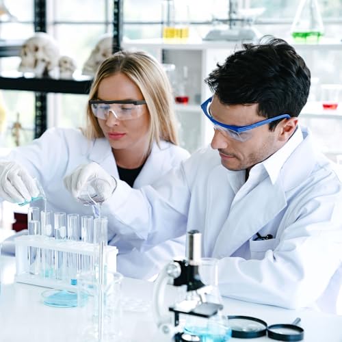 GOSHIES Schutzbrille 10 Stück Arbeitsschutzbrille Sicherheitsbrille Schutzbrille für Brillenträger mit verstellbaren Bügeln Arbeitsschutzbrille Antibeschlag Antispeichel Schwarz + Blau