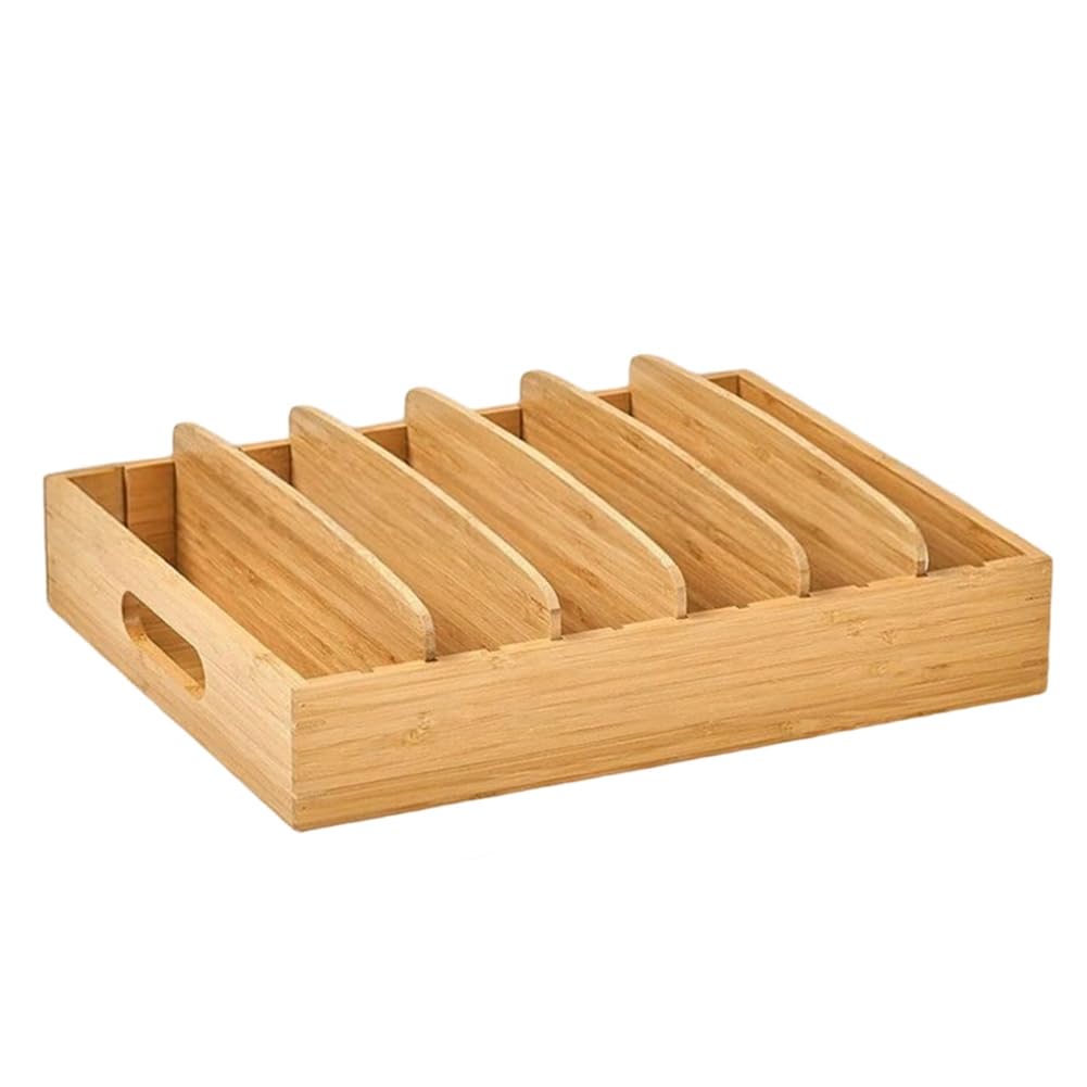 UDSKNV[KSL Bamboo Drawer Box Kitchen Cabinet Organizer Container Lids, with Adjustable Dividers Kitchen Storage and Organization