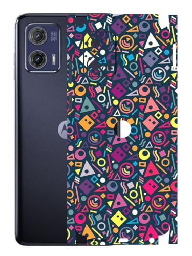 Image of AtOdds - Moto G73 (5G) Mobile Back Skin Sticker - Lamination - Rear Screen Guard Protector Film Wrap (Coverage - Back+Camera+Sides) (Design - Shapes Graffiti)