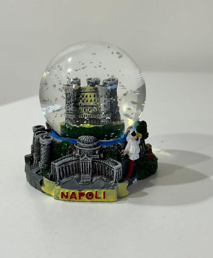 Palla Di Vetro Con Neve Souvenir Italia - Con Monumenti Di Napoli E Roma, Colosseo, Altezza 4 Cm