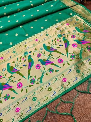 Image of DEVANGI Women's Woven Paithani Banarasi Silk Dupatta /Chunni For Women, Floral Print 1 Meter Wide and 2.3 Meter Length Printed Designer Dupatta /Chunni For Girls