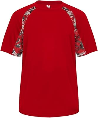 Badger Sport Red Digi-Camo Youth MD Short Sleeve