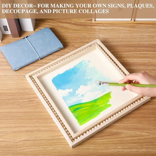 Wenqik 4 Pack Beaded Wood Canvas Panels Unfinished Wooden Blank Framed Signs Boho Style Panel Boards Square Plaques for DIY Crafts Painting Pouring Drawing Art Projects(8 x 8 Inch) - Thumbnail 4