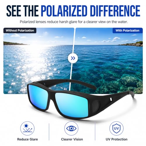 Image of IGnaef Polarized Fit Over Sunglasses for Men UV Protection, Wrap Around Shades for Fishing Driving