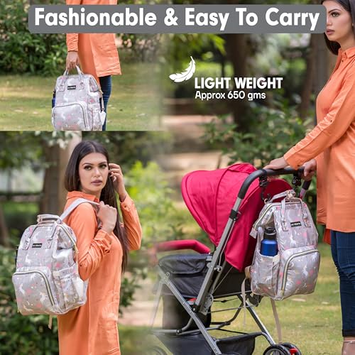 Image of Motherly Patented Diaper Bag Backpack for Moms | Waterproof Baby Travel & Maternity Bag | Spacious Nappy Bag with Insulated Bottle Pockets & Warranty (Elegant Series)