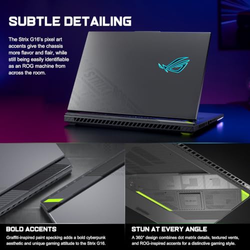 Image of ASUS ROG Strix G16 5070 300Hz Gaming Laptop, AMD Ryzen 9 9955HX, GeForce RTX 5070, 16 inch QHD+ 2.5K 300Hz IPS, 32GB DDR5, 2TB SSD, 4-Zone RGB Backlit KB, HDMI, Copilot, Windows 11 Home, w /Bundle