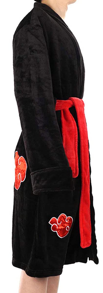 Yanny Uchiha Itachi Akatsuki - Accappatoio da uomo, morbido, biancheria da notte in flanella, anime, cosplay, pigiama, kimono