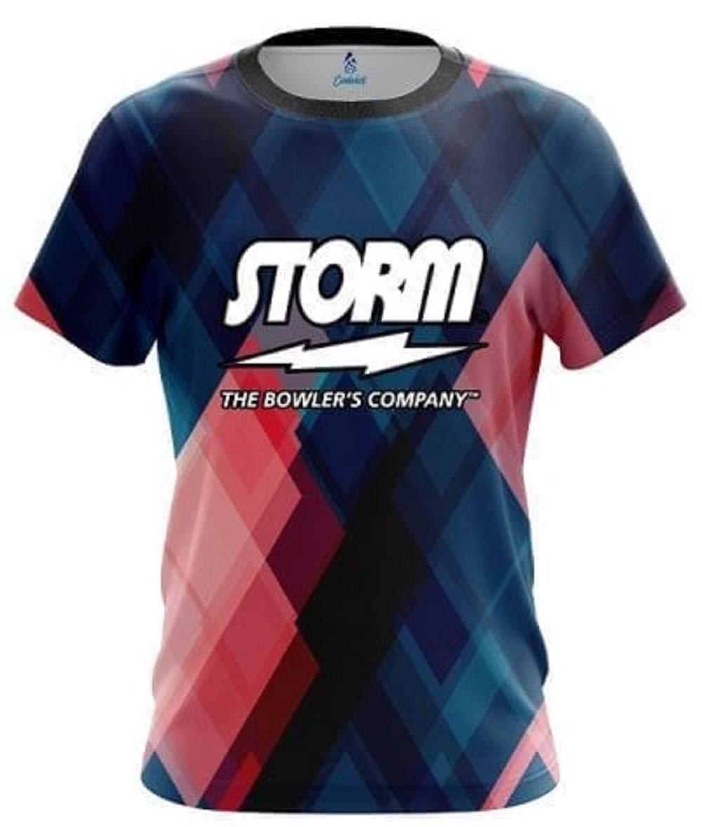 Coolwick Storm Blue and Pink Diamond Bowling Jersey (Medium)