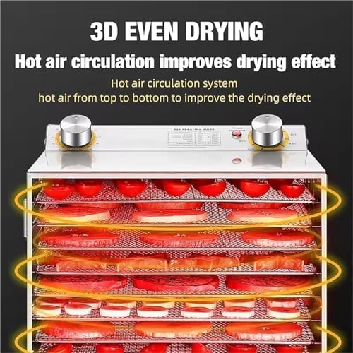 6/8/12 Layer Food Dehydrator & Freeze Dryer Machine for Fruits, Vegetables, Meat & Seafood - Smart Home Dried Fruit Maker for Healthy Snacks & Meal Prep, 6-Layer Silver