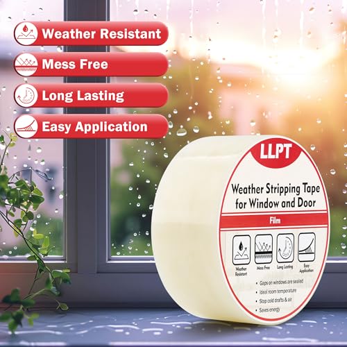 Llpt WWT208 Transparent Weather Stripping Tape 2 Inch X 108 Ft For Window And Door Ultra High Performance Weather Resistant Tape For Window Draft Insulation No Mess thumb #1