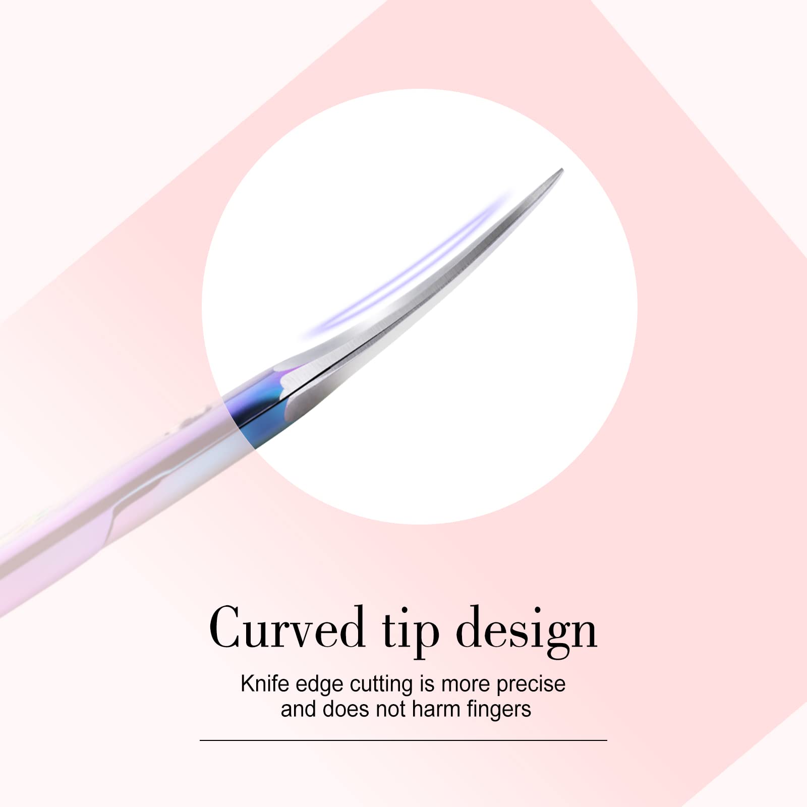 BNG Ciseaux à cuticules professionnels tranchants et incurvés pour ongles, ciseaux à ongles tranchants pour homme et femme, outil de pédicure, manucure et nail art, violet