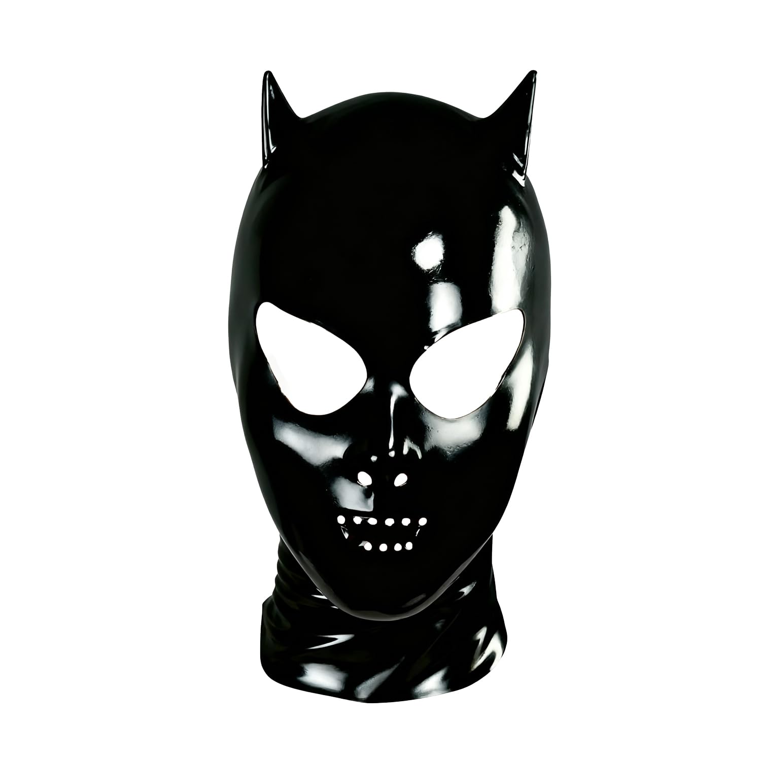 IOKUKI Cappuccio in Latexe Nero,Maschera in Latexe Unisex con Cerniera Posteriore,Adatta per Club a Tema Gomma