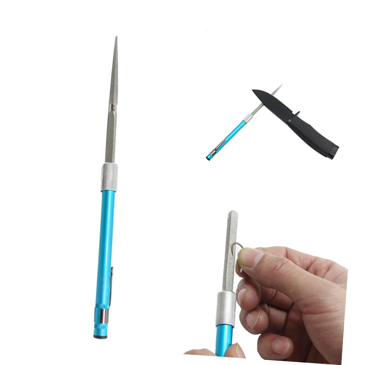 KICHOUSE Ergonomic Pocket Tool Sharpener Compact Outdoor Portable Sharpening Stone Multi-purpose Pen Shape Random Color