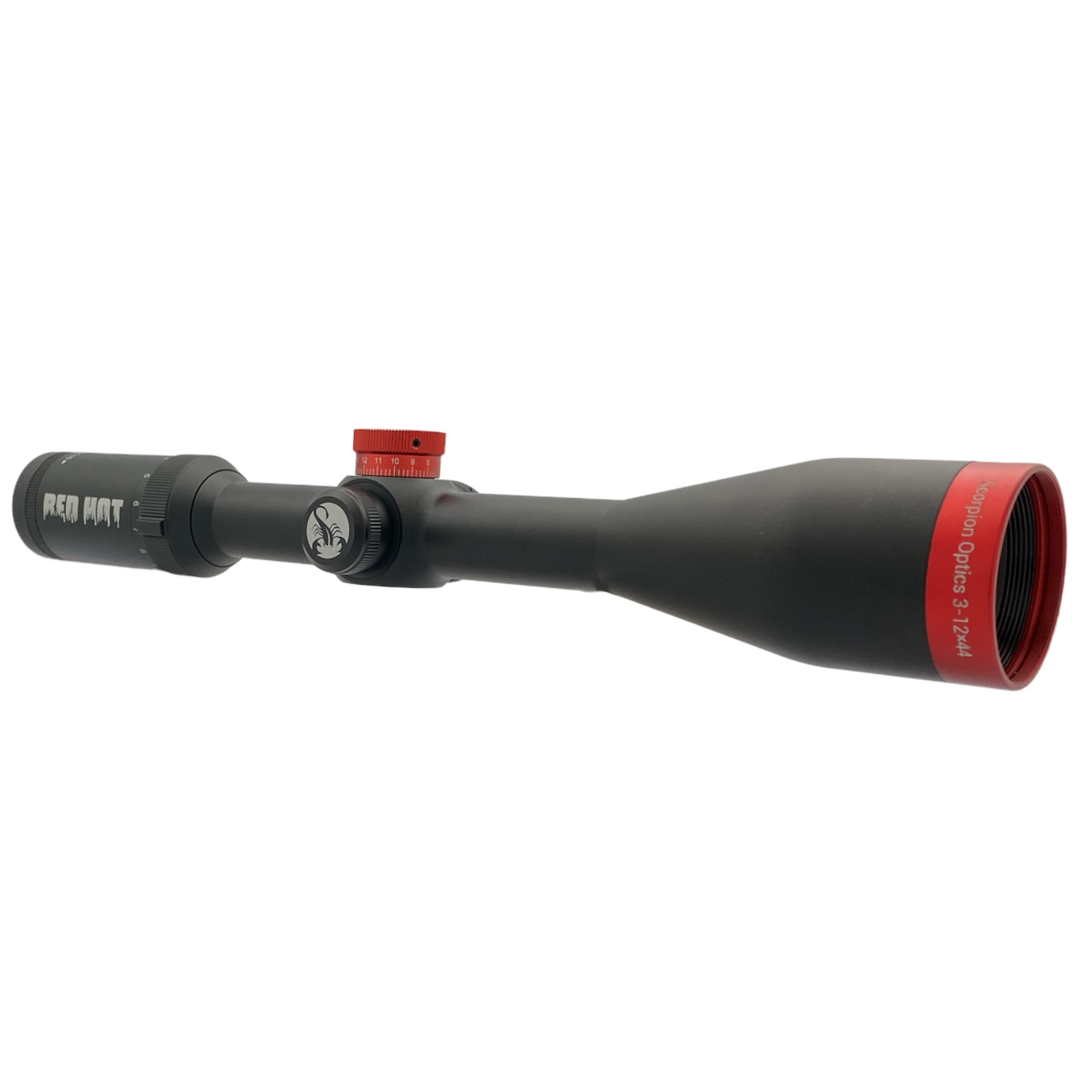 Scorption Optics Red Hot 17 3-12x44 Turret Scope - Duplex Reticle