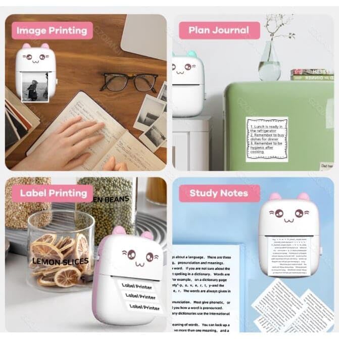 brazik Mini Printer, Pocket Printer, Wireless Bluetooth Mobile Printer, Thermal Printer for Picture Photo Label Memo, Paper Printer with USB Cable... - Image 6