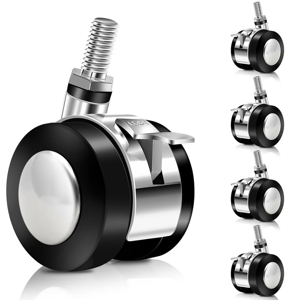 Osmond 5 Pcs Office Chair Wheels Replacement Dual 1.5 Inch Soft Chair Casters for Hardwood Floors & Carpet