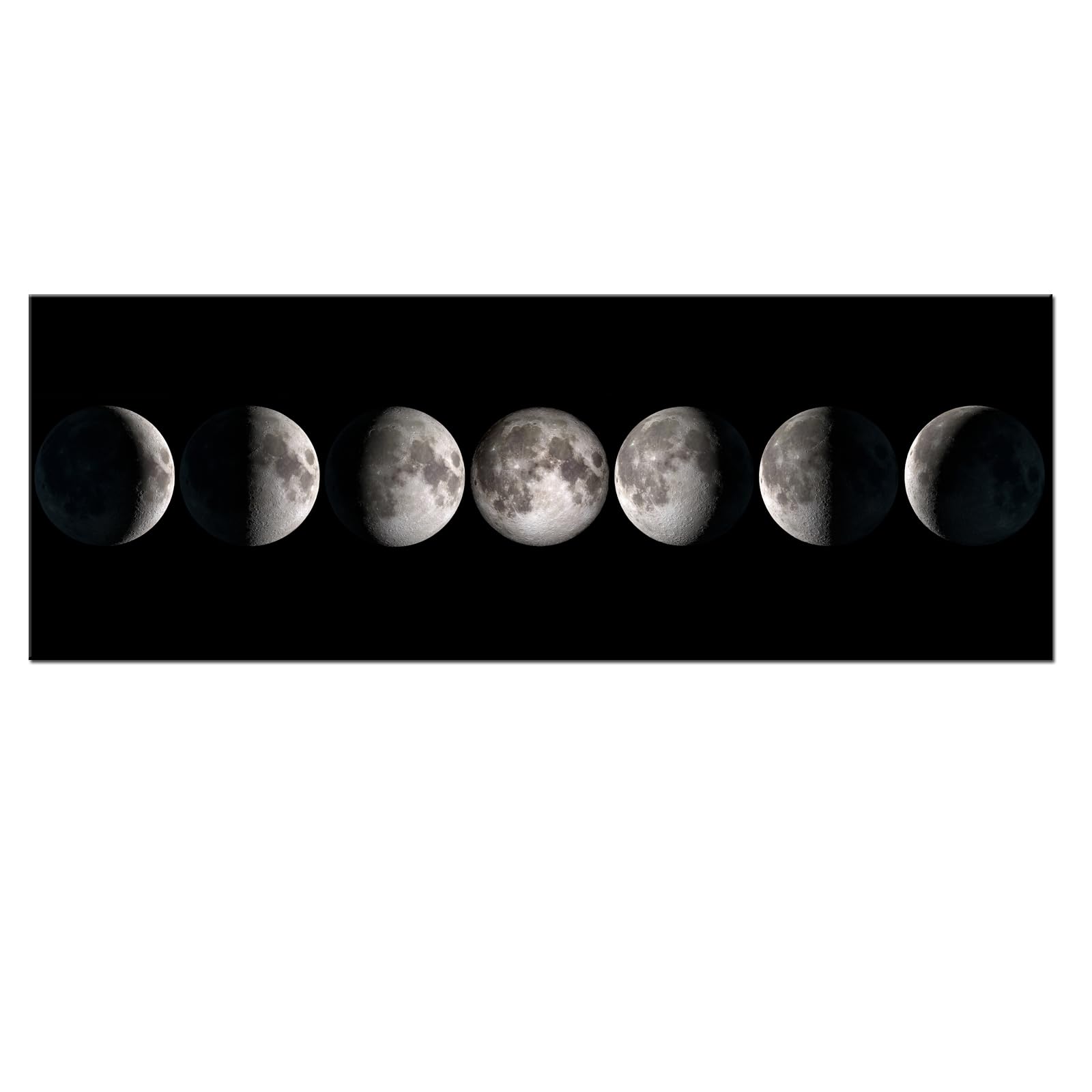 sechars - Modern Giclee Canvas Prints Stretched Artwork Phases of Moon Black and White Pictures to Photo Paintings on Canvas Wall Art for Home Office Decorations 20"x 55"
