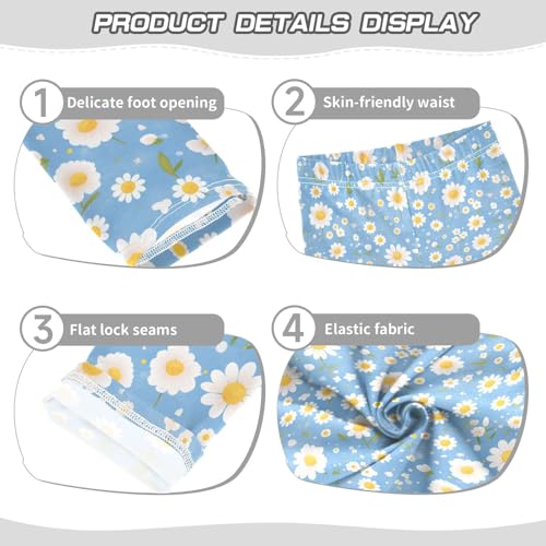 Polka Dots and Tender Chamomile Flowers Kids Girl's Legging Comfortable Full Length Lounge Pants Gym3