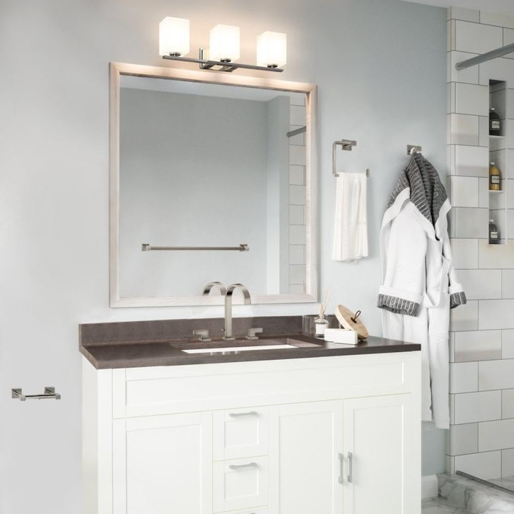 Kit ferramenta per bagno in nichel satinato 4 pezzi, nichel satinato