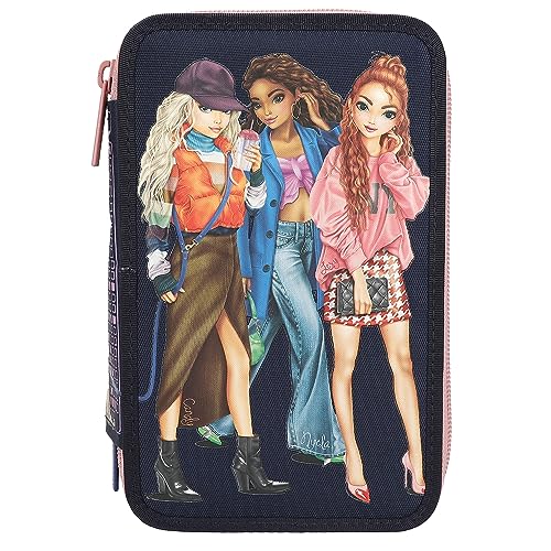 Depesche 12560 TOPModel City Girls - Estuche de 3 compartimentos estampado con un motivo de skyline, estuche con lápices de colores, regla, tijeras y mucho más.