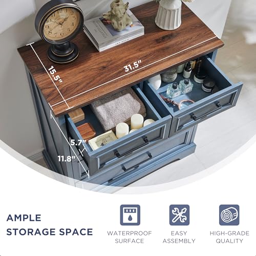 Farmhouse-5-Drawer-Dresser-for-Bedroom-36-Inch-Tall-Modern-Dresser-Chest-of-Drawers-Rustic-Wood-Storgae-Organizer-with-Large-Drawers-Bar-Handles-for-Bedroom-Living-Room-Hallway-Blue Farmhouse 5 Drawer Dresser for Bedroom 36 Inch Tall Modern Dresser Chest of Drawers Rustic Wood Storgae Organizer with Large Drawers Bar Handles for Bedroom Living Room Hallway Blue